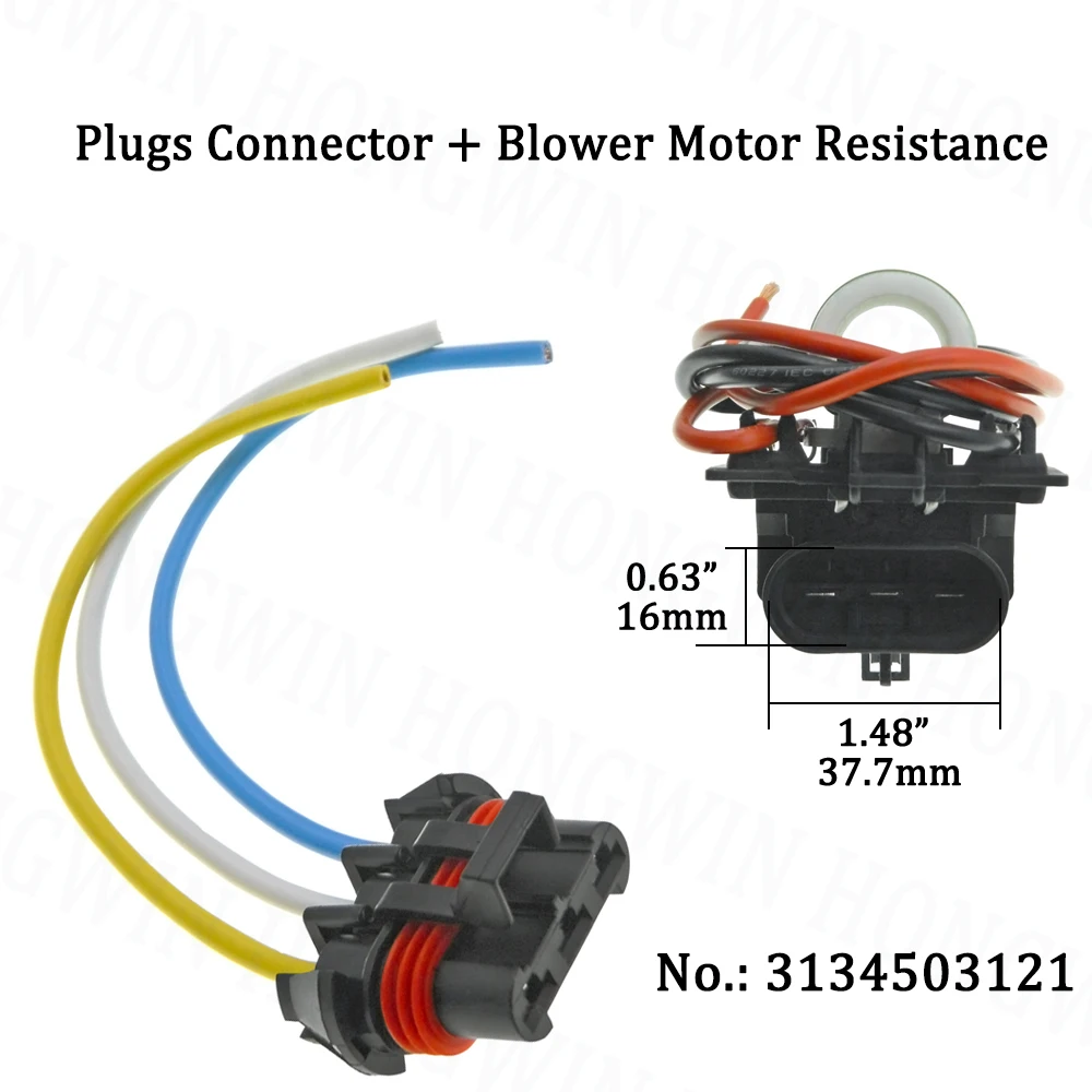 

3Pin Radiator Fan Blower Motor Resistance Plugs Connector For Chevrolet Cruze 2.0L Aveo T300 3134503121 16454990 0130308103