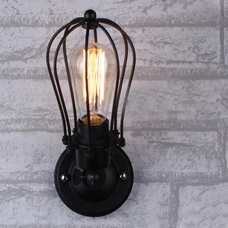 

Настенный железный светильник в стиле ретро, черная художественная Лампа В индустриальном стиле для ресторана, бара, балкона, коридора, лес...