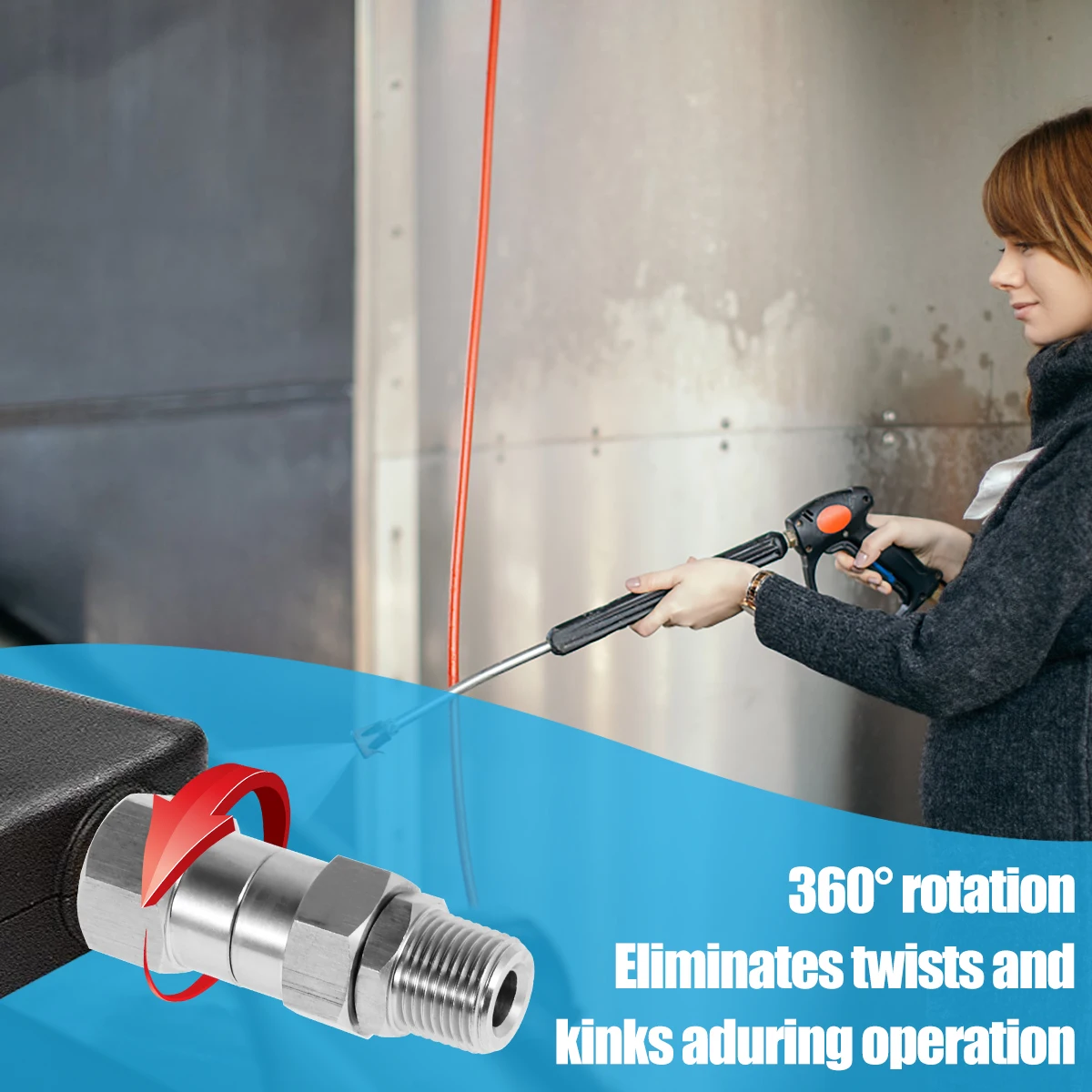 Поворотный фитинг для мойки высокого давления с защитой от поворота 3/8 NPT