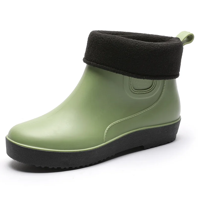 

Rain Boots Women Warm Outdoor Booties Fashion Winter Shoes Waterproof Working Shoes Slip-on Rubber Ankle Boots Woman Galoshes