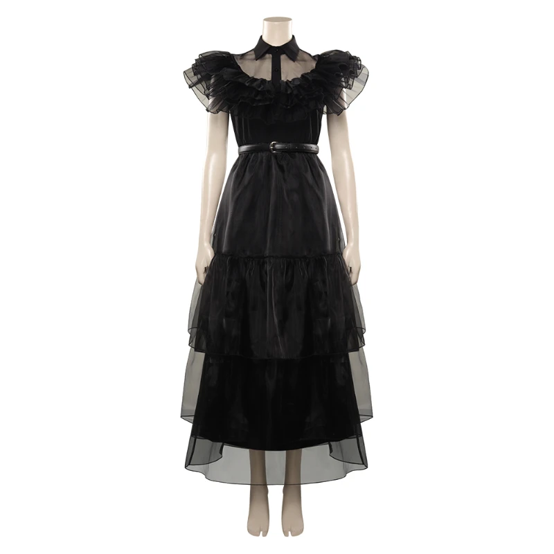 

Wednesday Addams Cosplay Costume Addams Black Dress for Adult Women Outfits Halloween Carnival Party Suit for Role Play