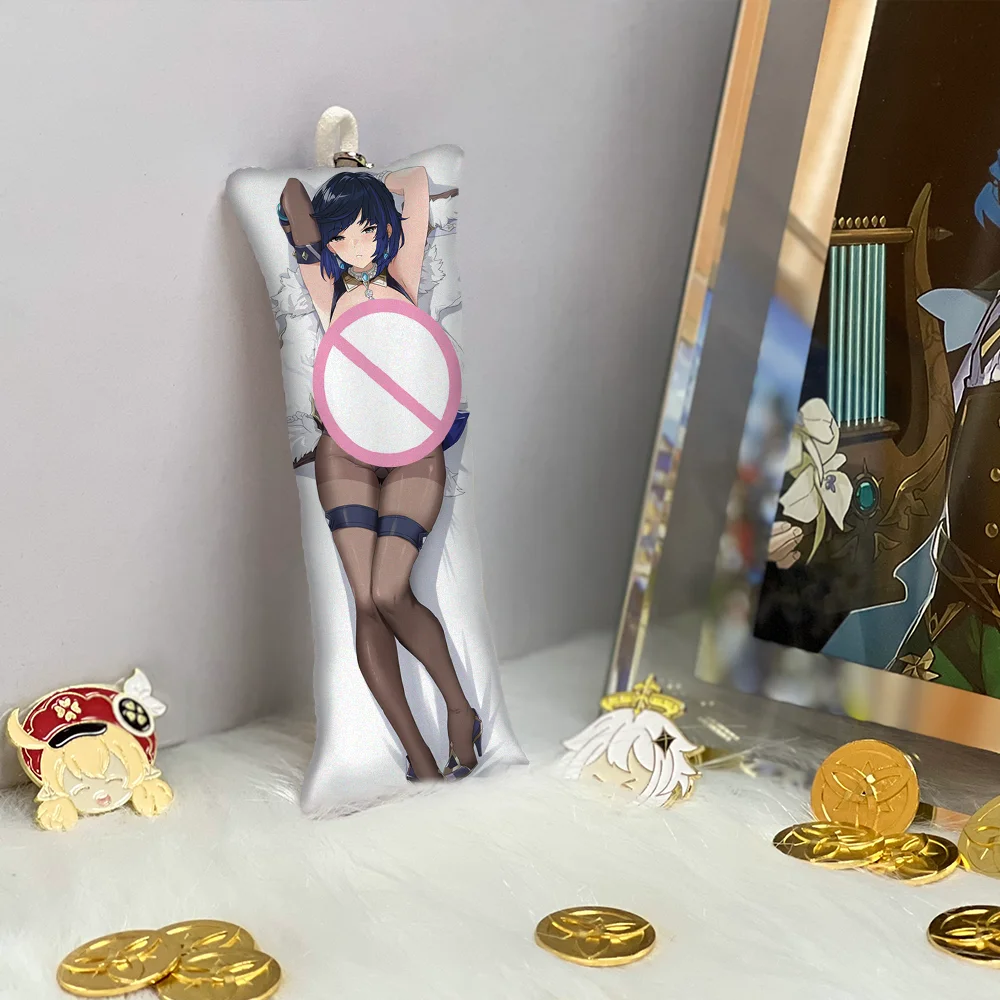 

Game Genshin Impact Yelan Mini Dakimakura Keychain Phone Pendant Anime Accessories Key Ring Body Pillow Bag Pendant Double Side