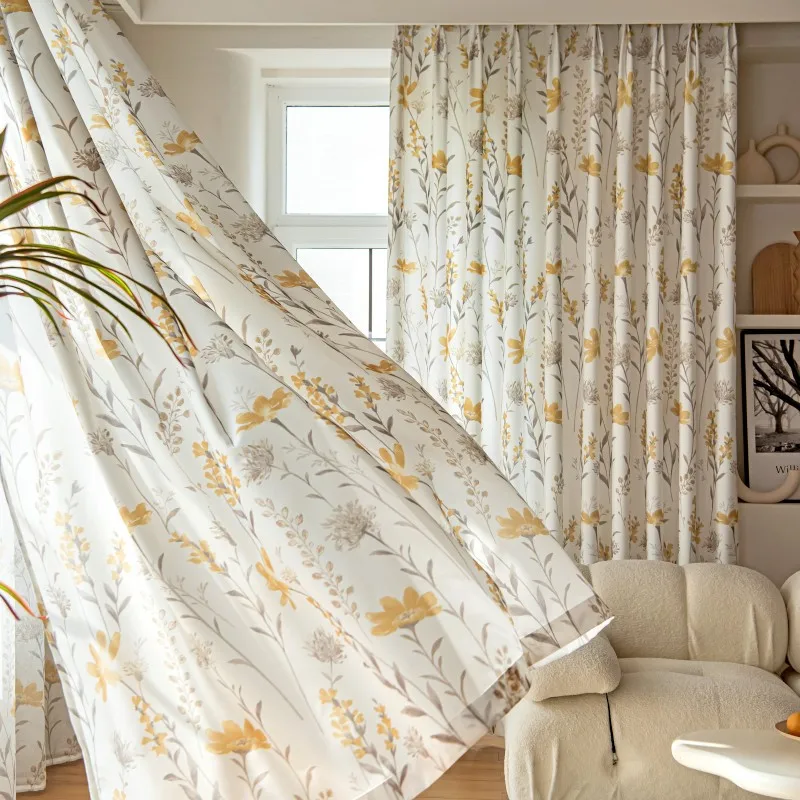 Затемняющие шторы с винтажным принтом в стиле кантри цветочный растительный