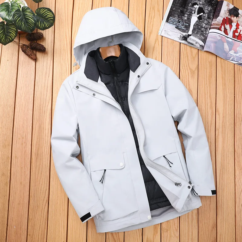 

Women's Winter Jacket Outdoor Autumn And Men's Women's Three-in-one Detachable Mountaineering Suit Windproof Warm Group Printed
