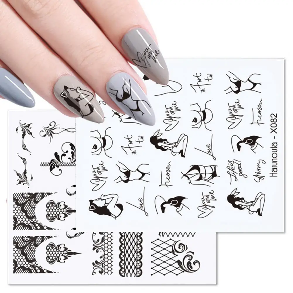 

Nail Decals Romantic 3D Effects Creative Leaves Flower Love Design Valentine Nail Water Decals for Girl