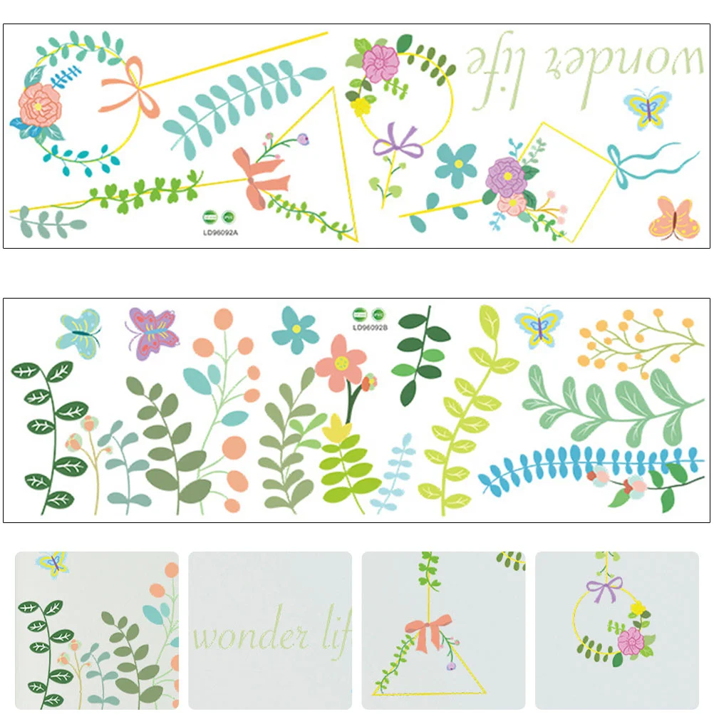 

Wall Flower Decals Stickers Sticker Room Floral Decorwallpaper Living Stick Peeldecal Leaves Leaf Butterflies Pattern Kids