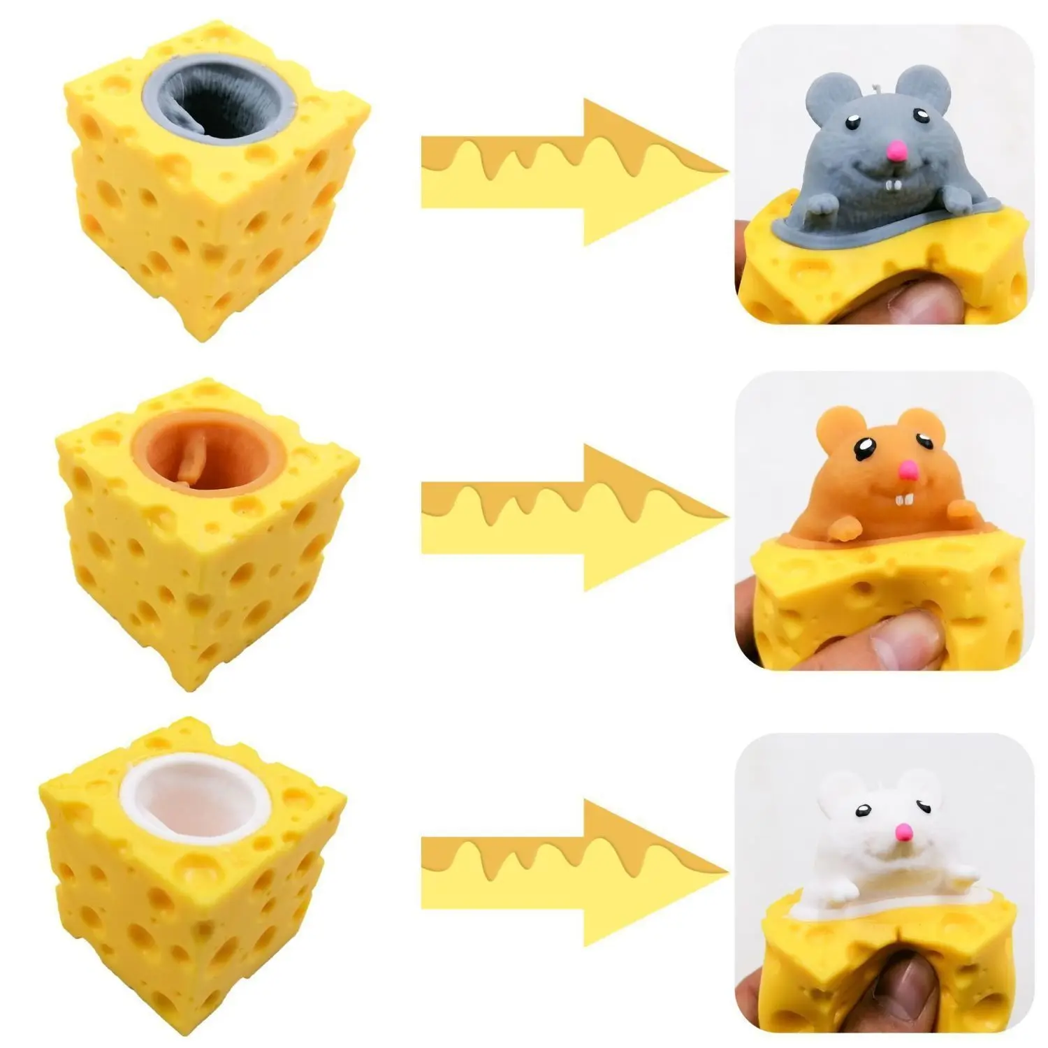 Funny Pop up Squeeze Toy Cheese Mouse Cup Block Toy Kids Cartoon Stress Relief Decompression Pinching Hide And Seek Toys Gift images - 6