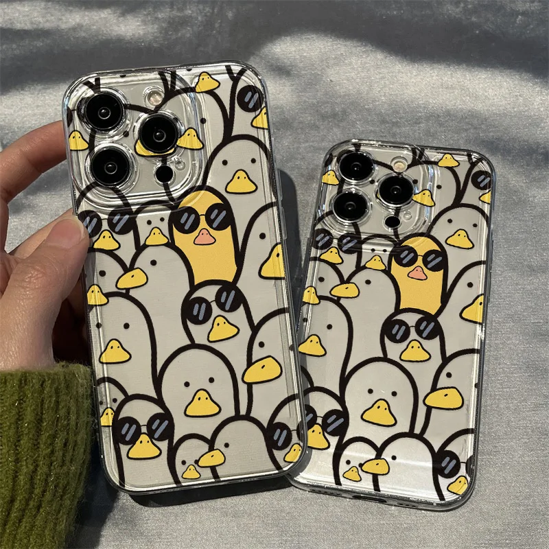 Фото Милый чехол с мультяшной уткой для девочек для IPhone 17 Pro Max 17 Air 16e 15 11 12 13 14 16 Pro Max X XR XS Специальный стильный защитный чехол №4