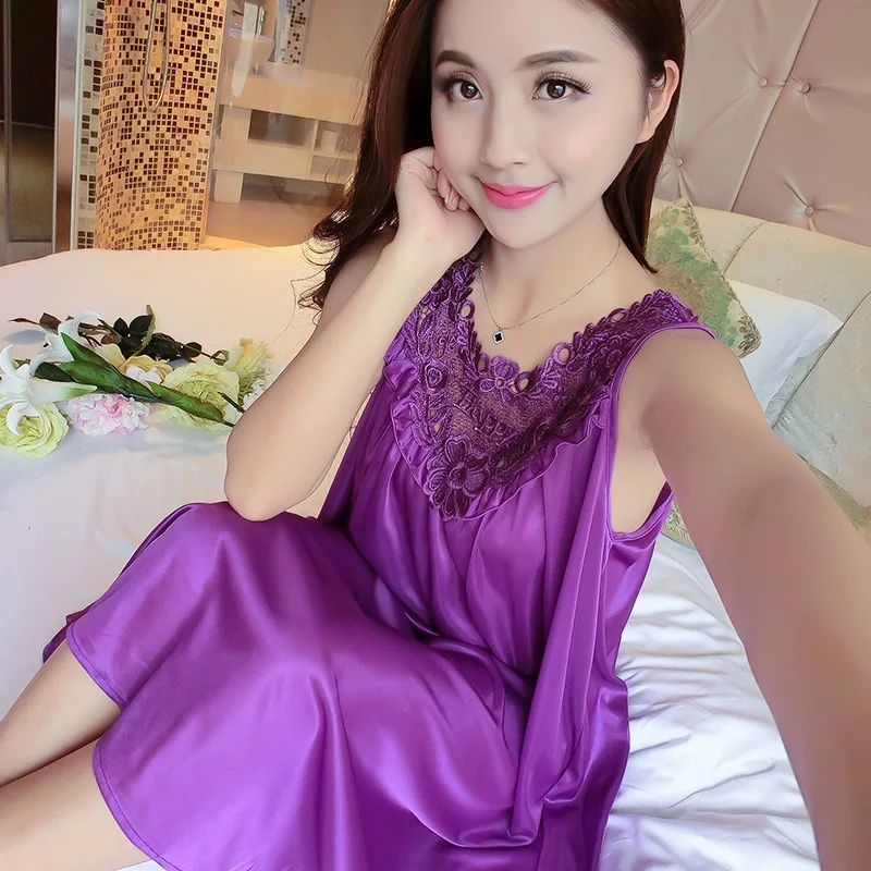 Белая шелковая ночная рубашка женская 2024 сексуальная из искусственного шелка