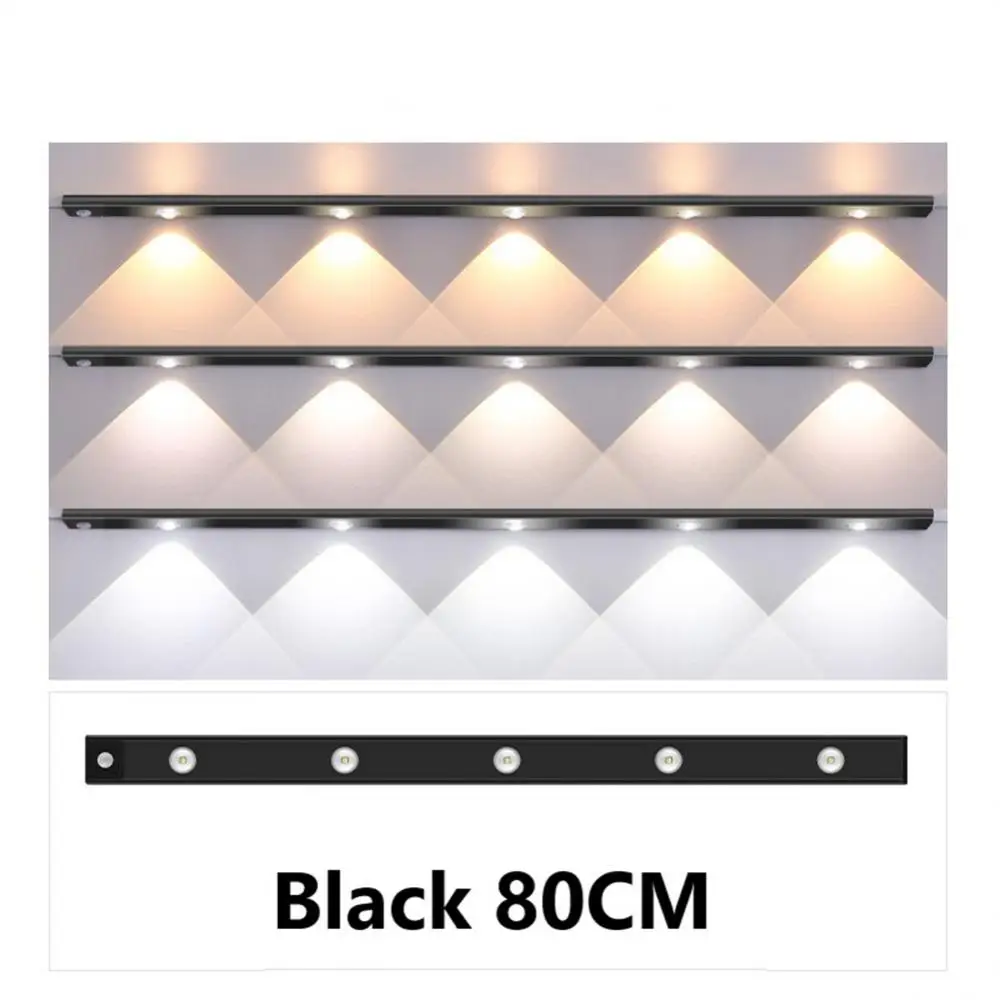 

20/30/40/60/80CM Motion Sensor Light Wireless LED Night Light Under Cabinet Lights Wardrobe Bedroom Closet Kitchen Lighting