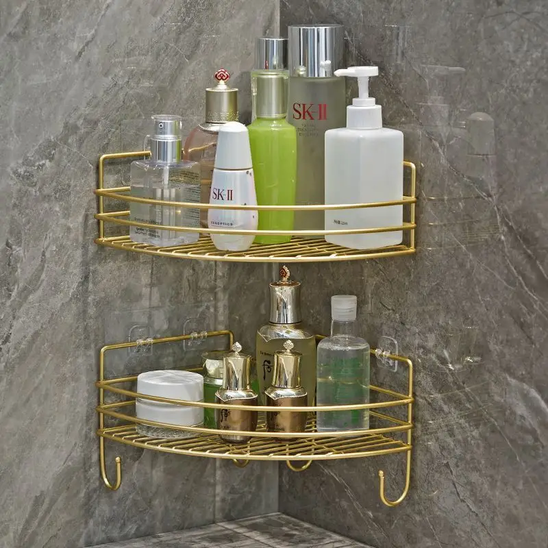 

No Punching Toilet Bathroom Triangle Rack Shower Room Corner Storage Toilet Washstand Wall Hanging Shelf Accessories Rack