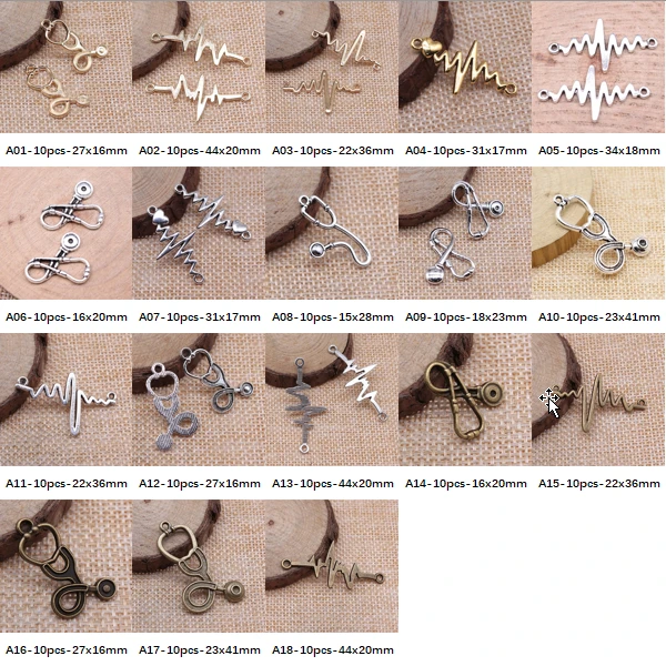 

New Arrival Stethoscope Heartbeat Charms For Jewelry Making Gifts For Women