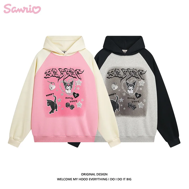 

Sanrio Kawaii Anime Kuromi Y2k Hooded Sweatshirt Fall Winter Vintage Niche Sweatshirt Girl Oversize Top Cute Cartoon Top