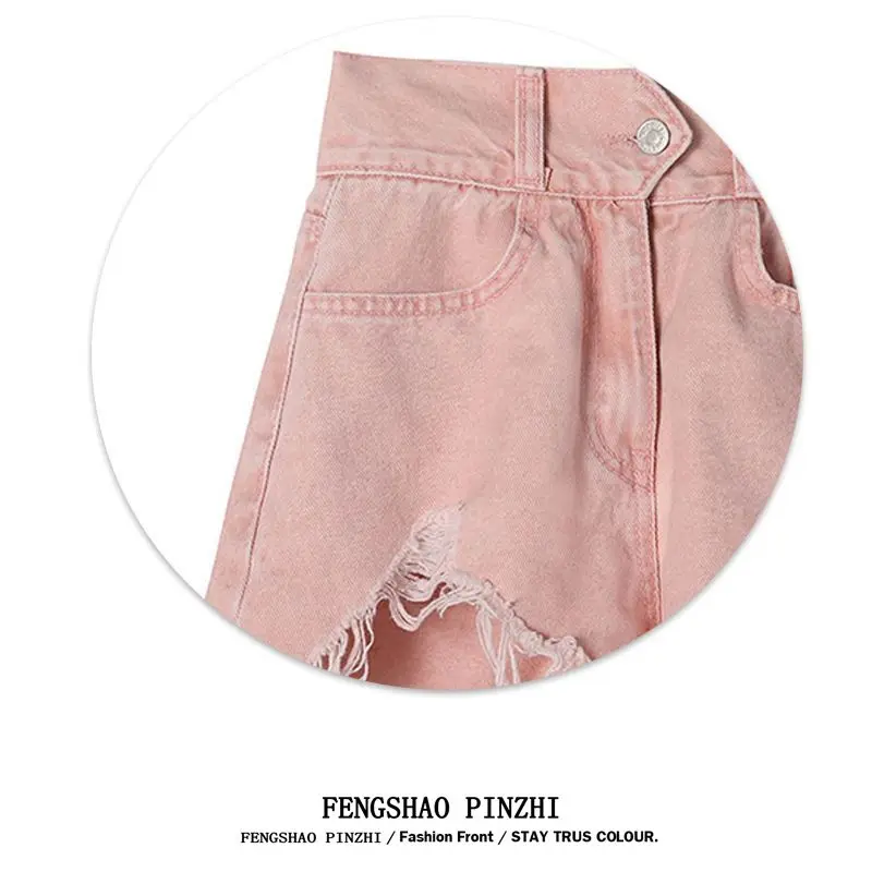 Summer Women's Denim Shorts Casual Jeans Shorts Solid Color High Waist Hot Pants