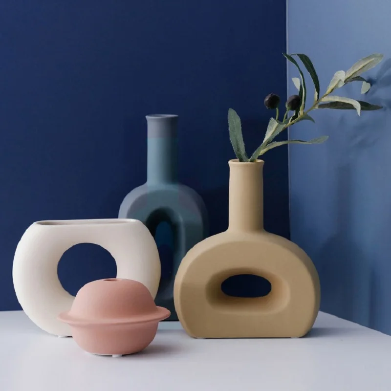 

Nordic Style Ceramic Home Decor Tabletop Vases Living Room Study Decoration Flower Pots вазы для цветов дома стеклянная Jarrones