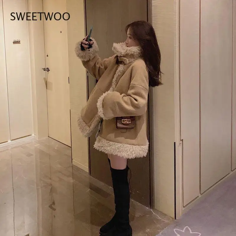 Elegant Faux Fur Coat Women Winter Thick Warm Soft Fleece Jacket Pocket Zipper Outerwear Overcoat Bear Teddy Coat Contracted2022