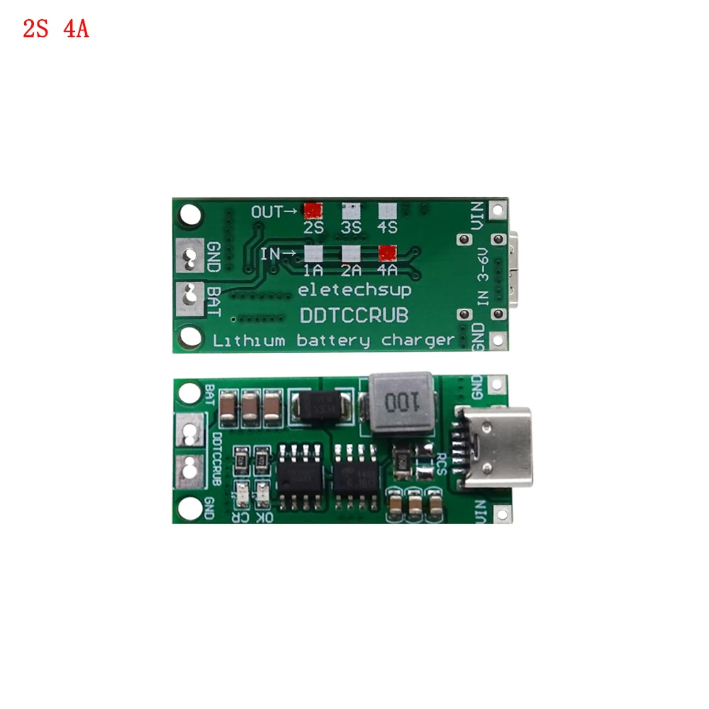 Фото Step-Up Boost LiPo Полимерное литий-ионное зарядное устройство 7,4 В 11,1 В 14,8 В 18650 Модуль зарядки литиевой батареи 2S 3S 4S 2/4A Type-C до 8,4 В 12 №3