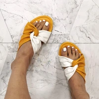 beach shoes womens sandals large size female summer shoes stitching cross mixed color leisure soft pu leather woman slides
