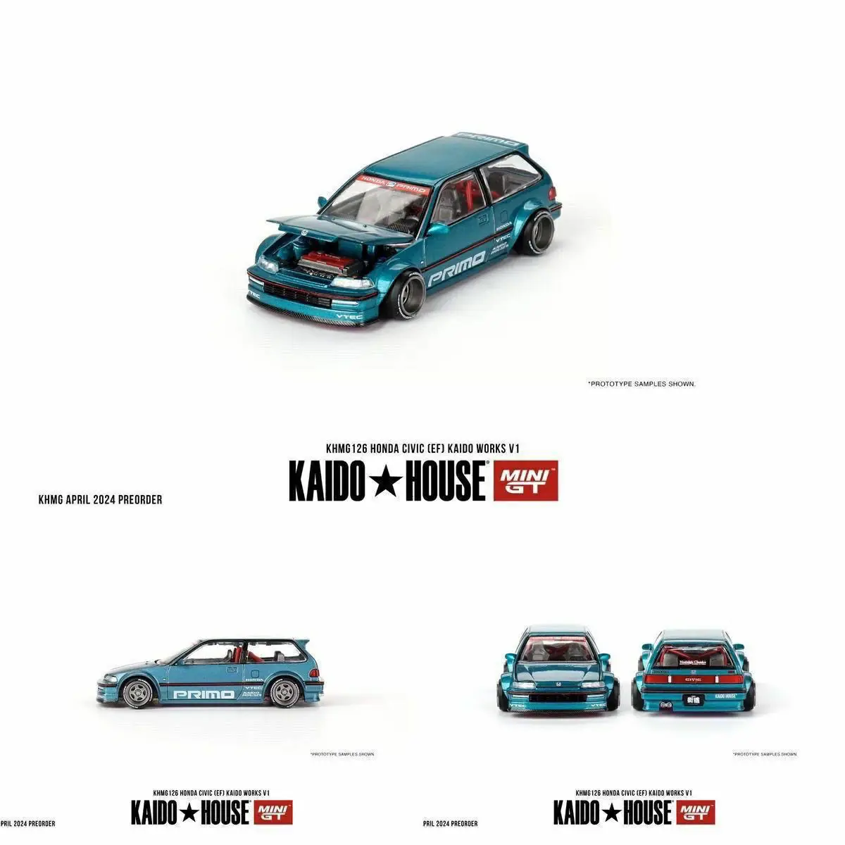 Kaido House+MINIGT 1:64 Модель автомобиля из сплава Honda Civic EF V1