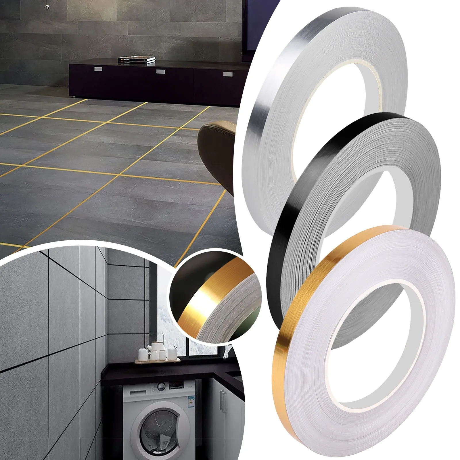 

50M Home Waterproof Tile Sticker PVC Self-adhesive Tapes Floor Gap Sealing Tape Ceiling Beauty Decor Sticker