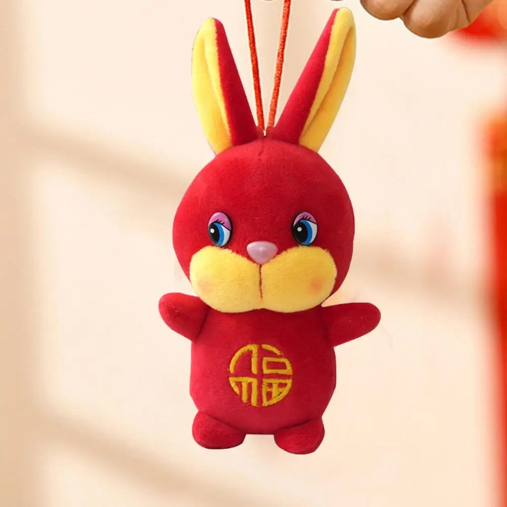 

Rabbit Zodiac Mascot Cute Fully Filled with Suction Cup Car Decoration Plush Doll Pendant 2023 Year Mascot Doll