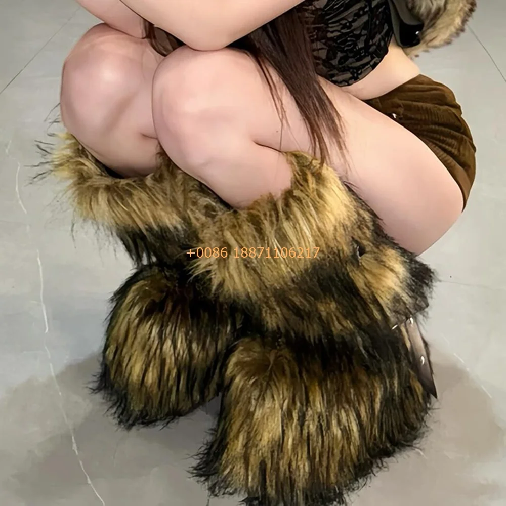 Осенне-зимние меховые ботинки с пряжкой на ремне новые модные женские толстой