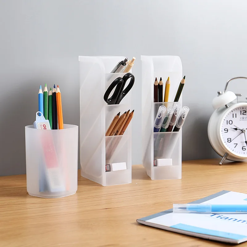 

Desktop Matte Diagonal Storage Box Multi-function Simple Transparent Pen Holder Stationery Makeup Brush Lipstick Storage Tube