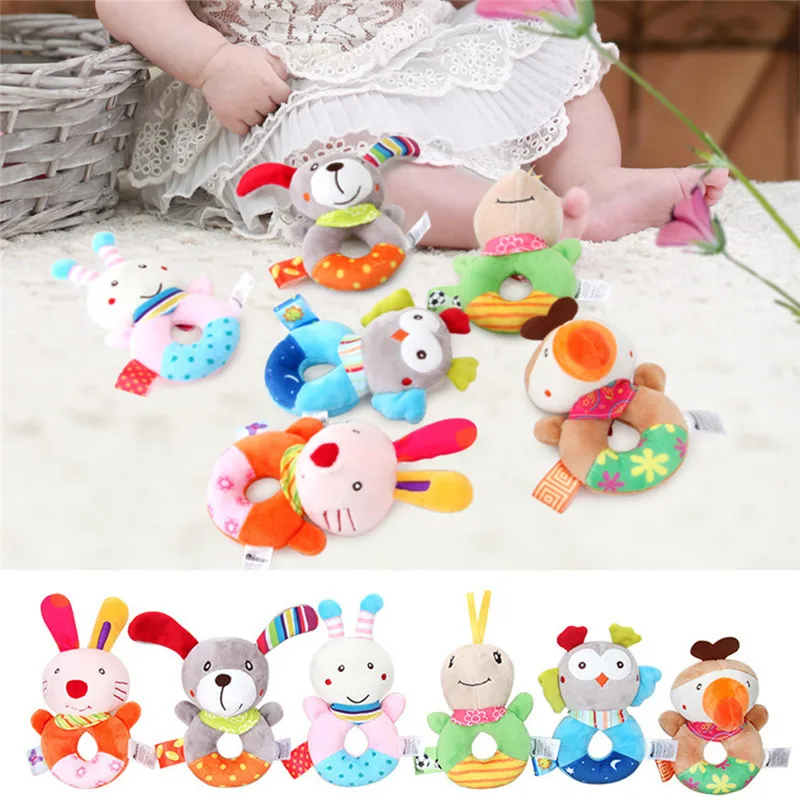 

Baby Rattles Cute Animal Shaped Plush Toys Infant Toddler Rattle Strollers Hanging Dolls Baby's Accompany Toys Peluches Rattle