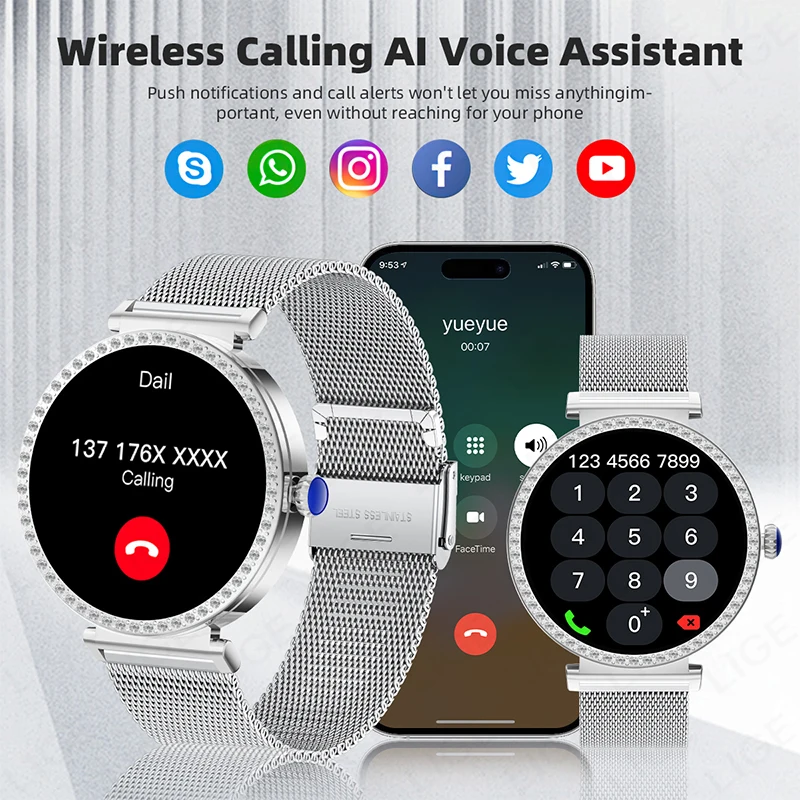Фото LIGE Новые Смарт-часы с GPS Ultra HD-экраном для женщин Bluetooth-вызов Монитор сердечного ритма сна Голосовой помощник Спортивные умные часы для женщин №3