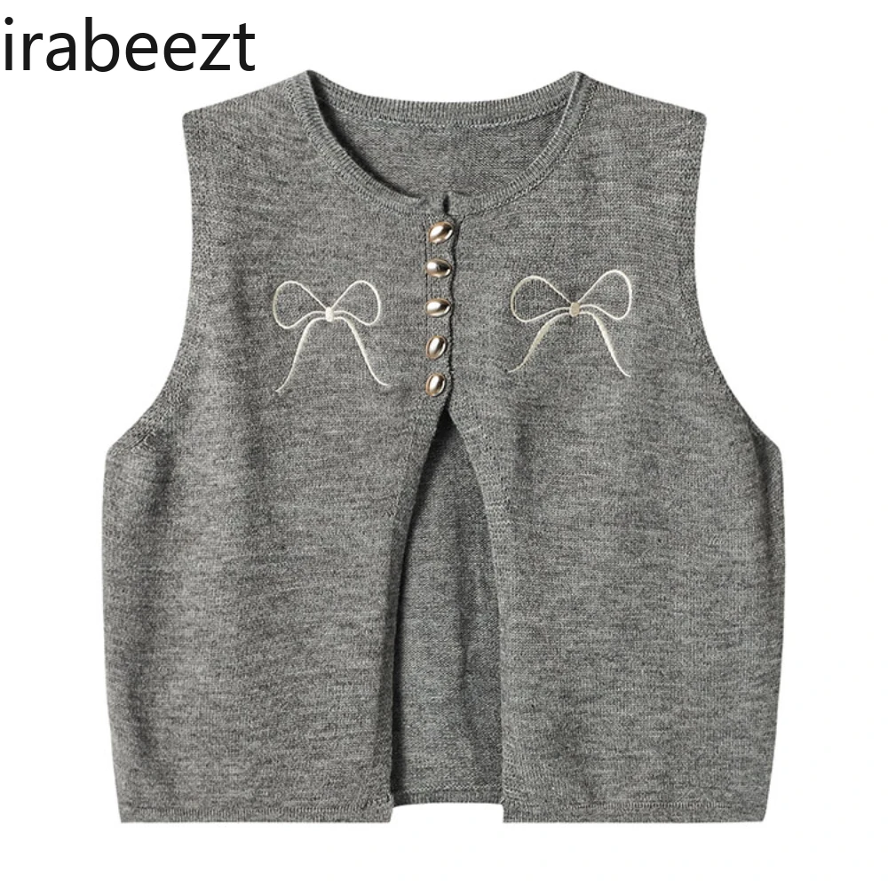 Женский жилет с круглым вырезом и вышивкой в корейском стиле новый осенне-зимний