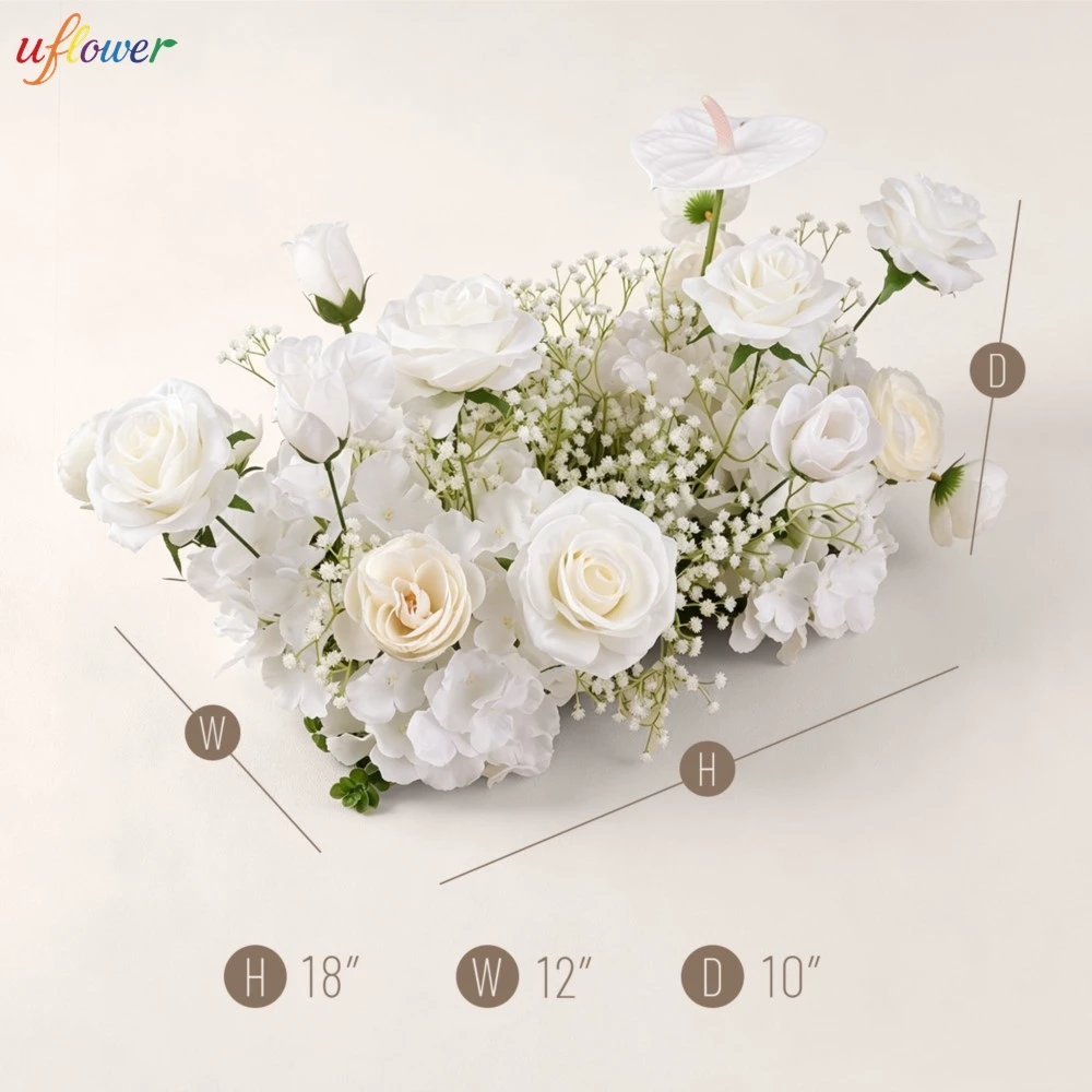 Цветочная композиция Uflower 50 см для украшения стола, гипсофила паникулата, белые розы, для свадебного приветственного знака. (art.: 3920dcf7053a8) - 3920dcf7053a8