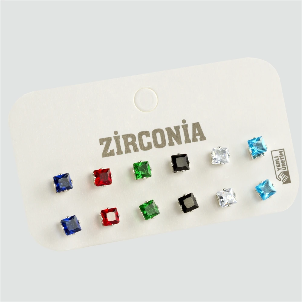

12 pcs zircon single stone earrings