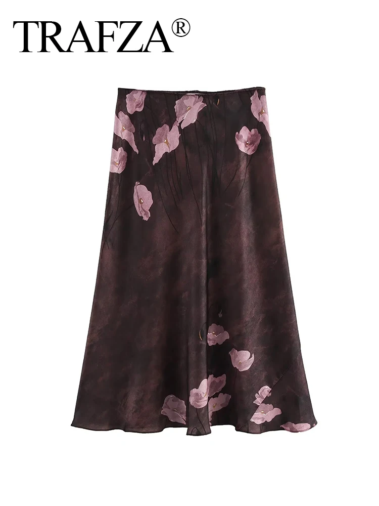 TRAFZA женские модные универсальные шелковые атласные текстурированные юбки с