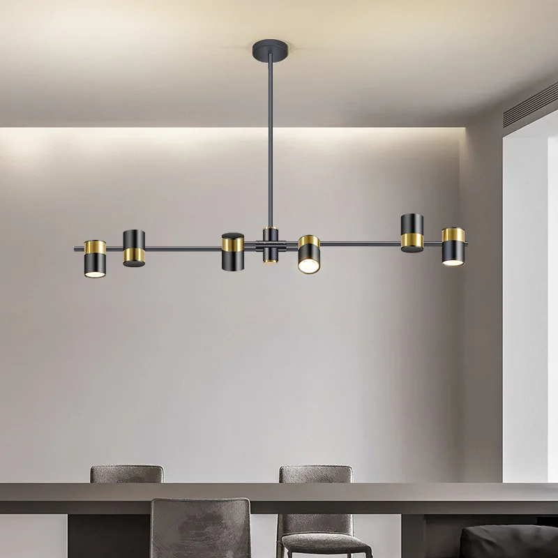 

Light LED Art Pendant Lamp Creative Nordic Chandelier Dining Room Island Rotatable Restaurant Bar Office Long Hanging Lights