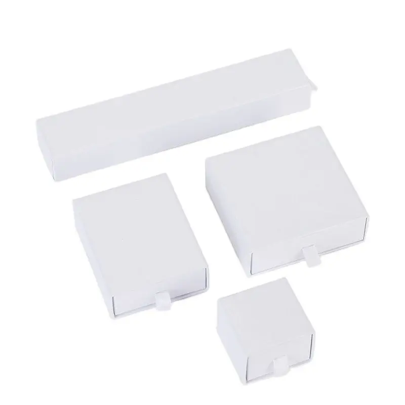 

10 Pieces/Lot High Quality White Jewelry Box Pink Kraft Paper Favour Bulk Gift Display Boxes Bag Necklace Bracelet Box