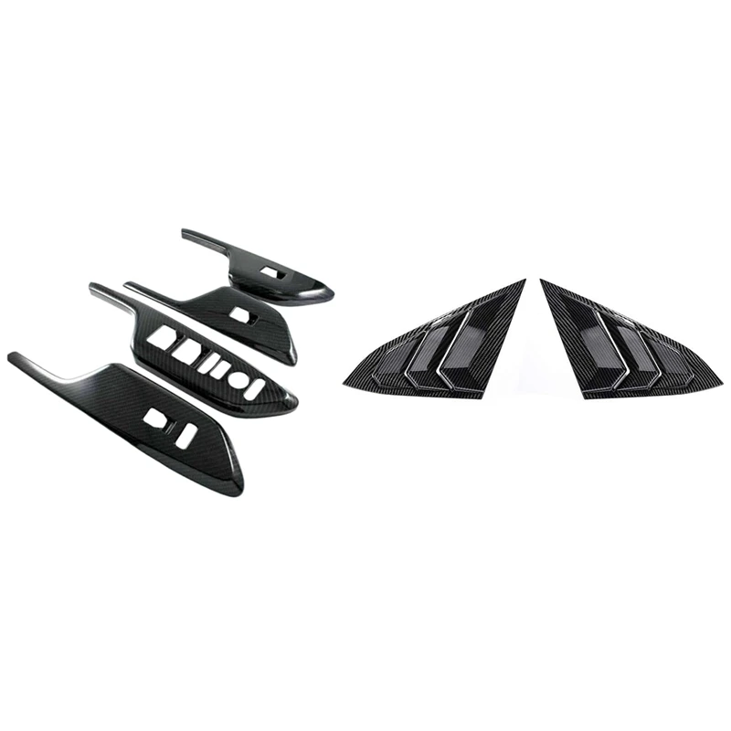 

1 Pair Rear Side Window Louvers Air Vent Cover & 4Pcs Door Window Lock Switch Lift Inner Trim