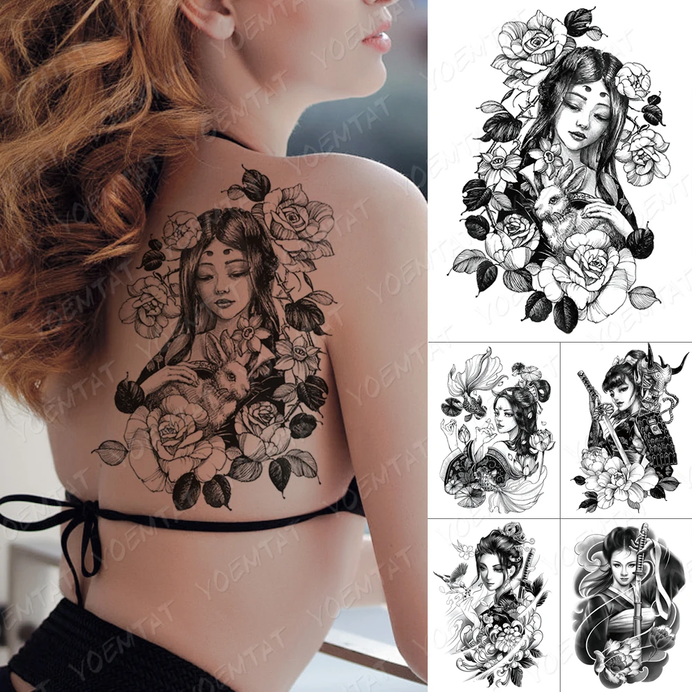 

Waterproof Temporary Tattoo Stickers Sexy Beauty Carp Rose Female Flower Body Art Back Fake Tato Men Women Sexy Transfer Tattoos