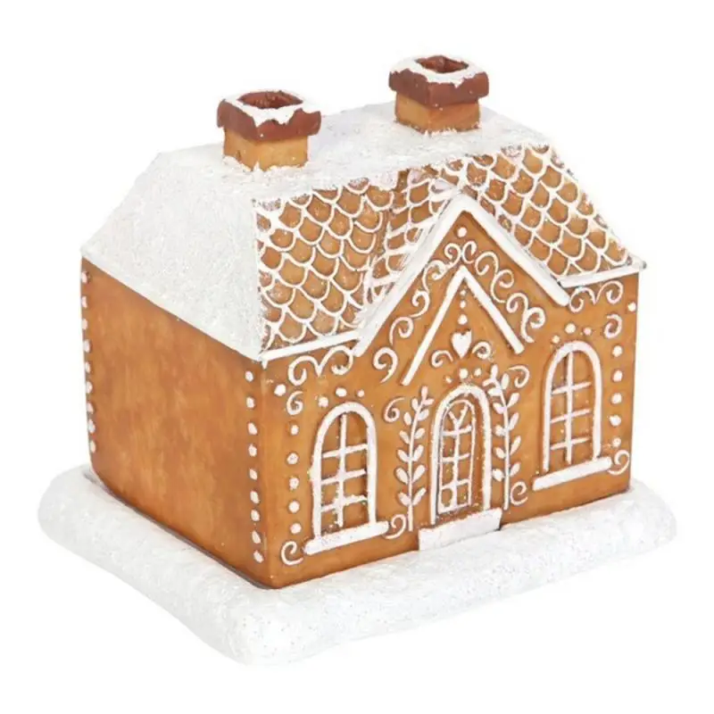 

Desk Decora Festive Atmosphere Home Furnishing Snow Top Decorative Props Living Room Home Supplies Resin Ornaments Chimney Hut