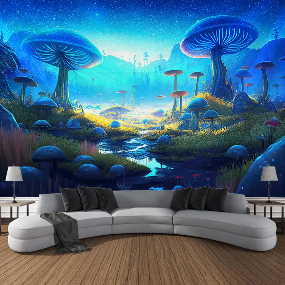 

Fantasy Mushroom Tapestry Fantasy Scene Wall Hanging Bohemian Home Decoration Kawaii Hippie Children's Room Decoration Tapestry