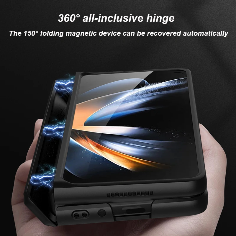 For Samsung Galaxy Z Fold 4 Fold4 Case Ultra-thin Matte Folding Magnetic Hinge Kickstand Shockproof Protection Holder Hard Cover