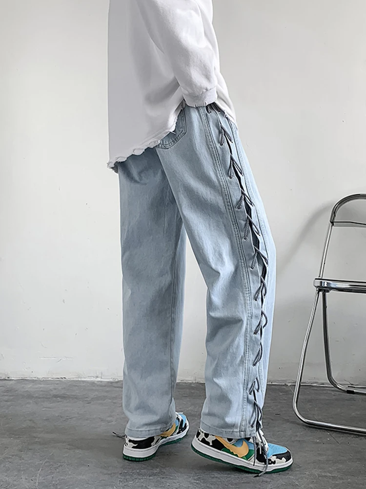 Men Oversized Black Jeans Pants 2022 Denim Mens Streetwear Hip Hop Harem Pants High Wasit Denim Pants Overalls Casual Men Jeans