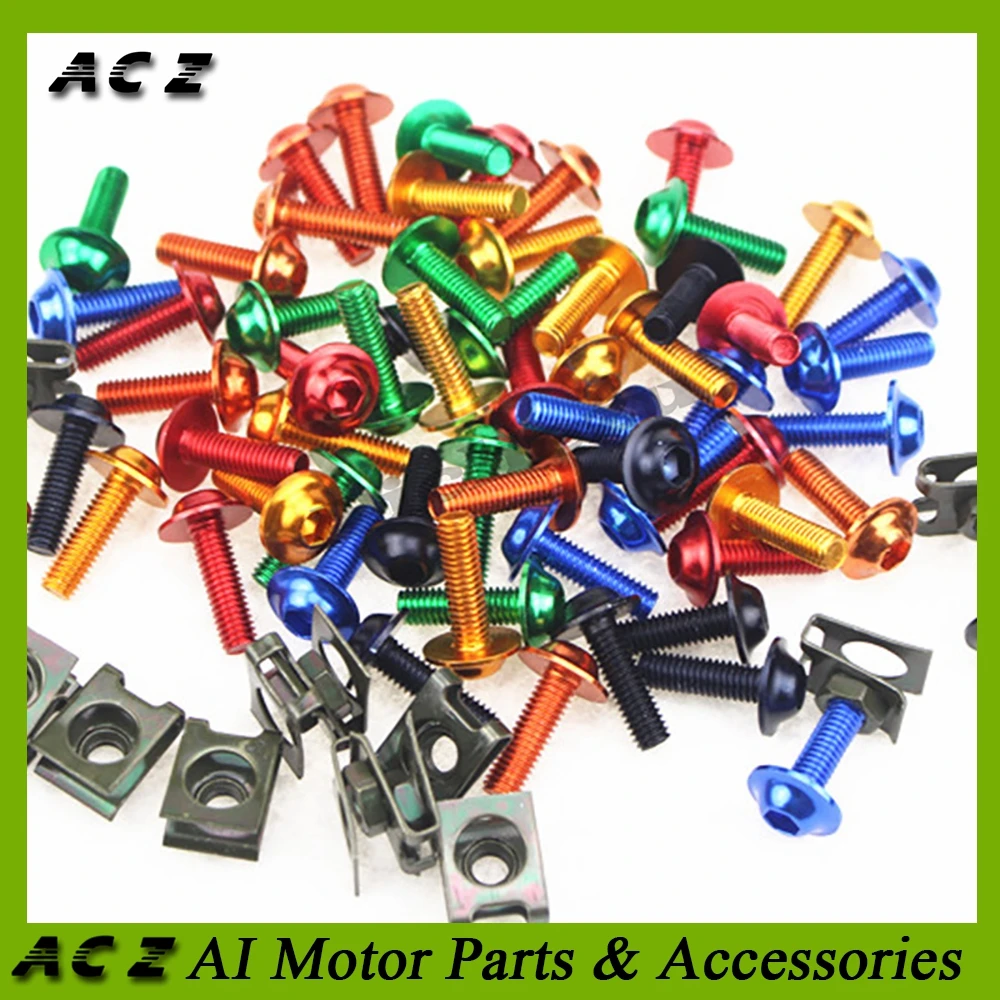 

ACZ Universal Motorcycle 10pcs/Lot M6 6mm Fairing Body Work Bolts Nuts Aluminum Spire Speed Fastener Clips Screw Bolt Nut