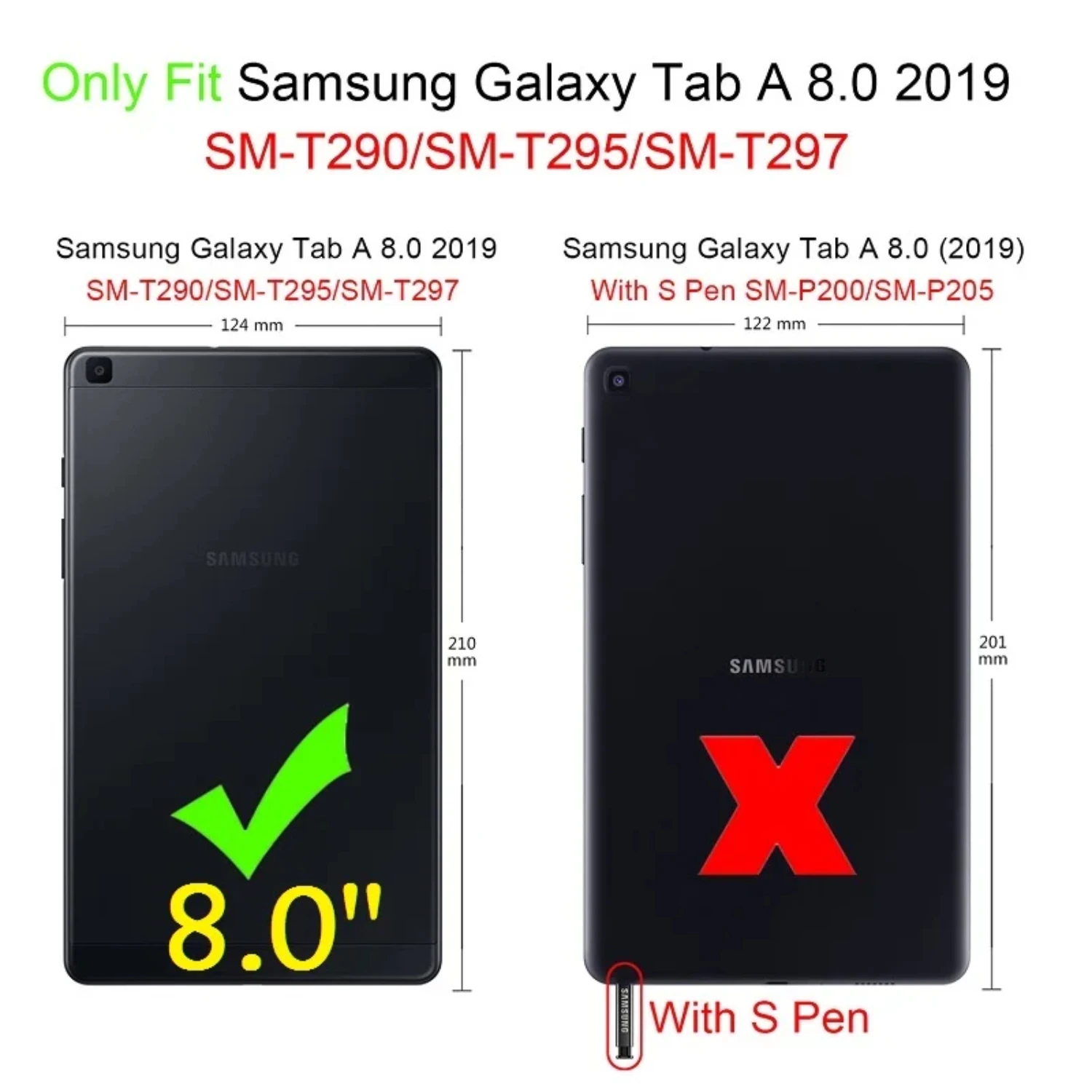 Чехол 8 0 дюйма Coque Tab A 2019 SM-T290 T295 T297 вращающийся чехол Smart PU T290