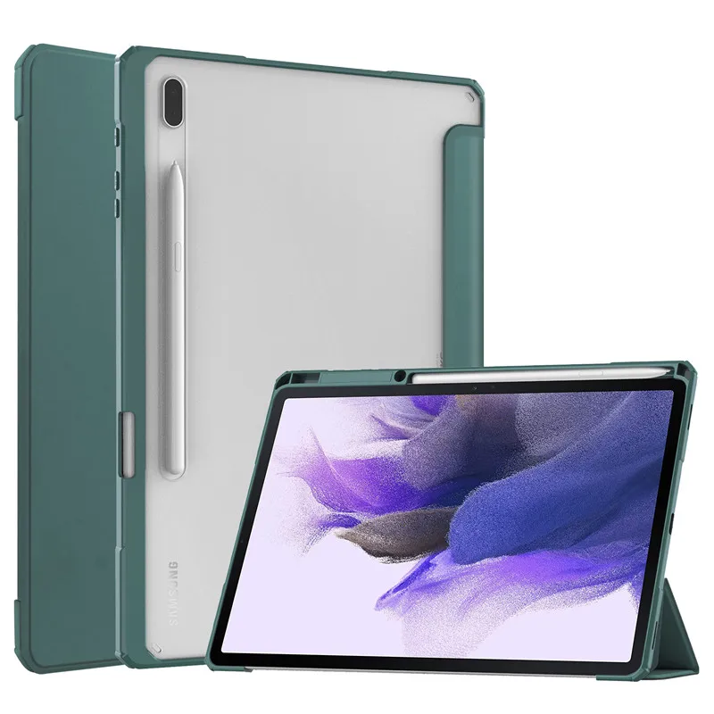 

Чехол для Samsung Galaxy Tab S8 X700 X706 2022 с держателем для карандашей, чехол для Samsung Tab S7 T870 T875 T876, прозрачный чехол для планшета