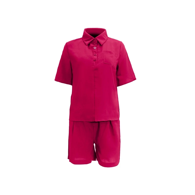 

Женская футболка и шорты, повседневная Летняя одежда с отложным воротником