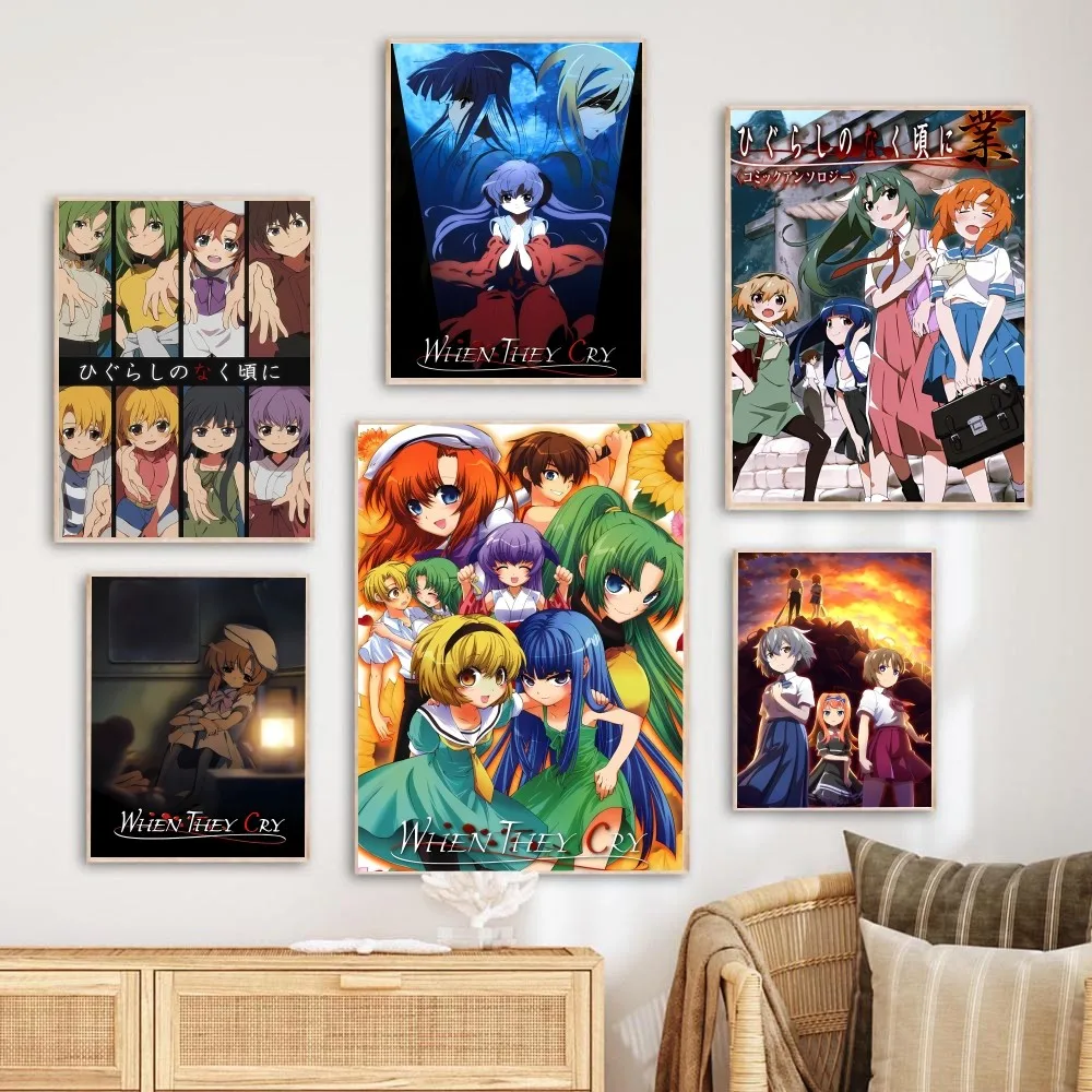 Ретро Постер Higurashi С Плачущим Принтом Для Дома Гостиной Настенного Искусства