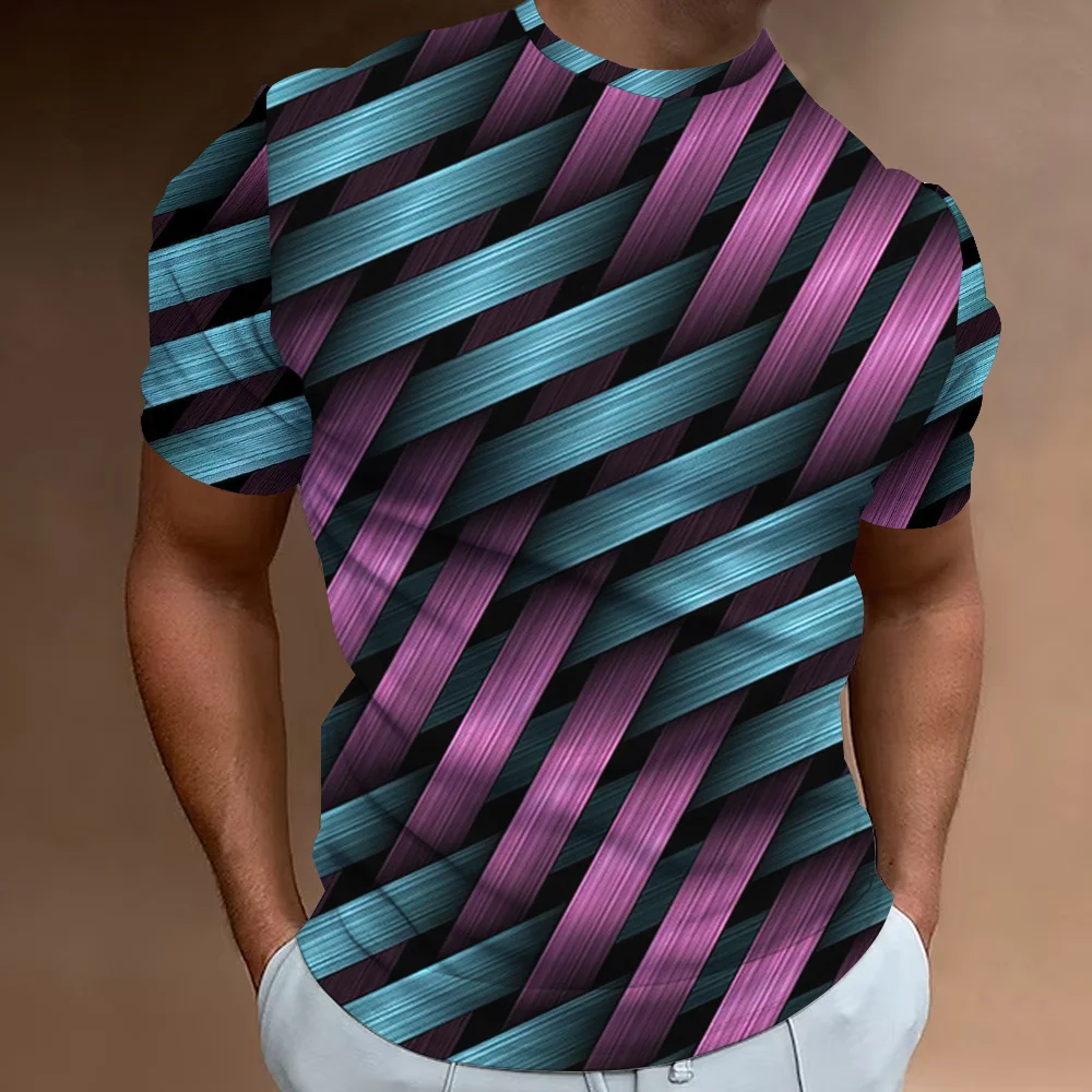 

Футболка мужская с забавным геометрическим узором, модная оверсайз футболка с 3D принтом и градиентом в стиле Харадзюку, уличная одежда с коротким рукавом, лето