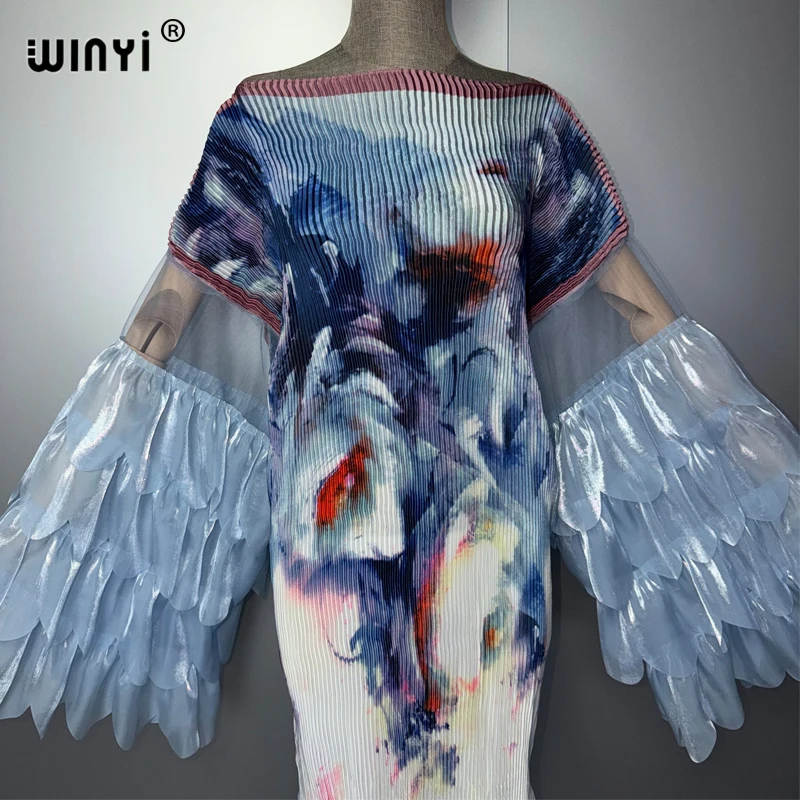 Фото Плиссированное эластичное платье WINYI: пляжная накидка, кафтан, абайя для мусульманских женщин, роскошное вечернее платье в ретро-стиле для вечеринок в Дубае №2