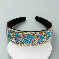 ins new colorful baroque sparkly rhinestones headbands women full crystal hairbands wide headwear hair accessories