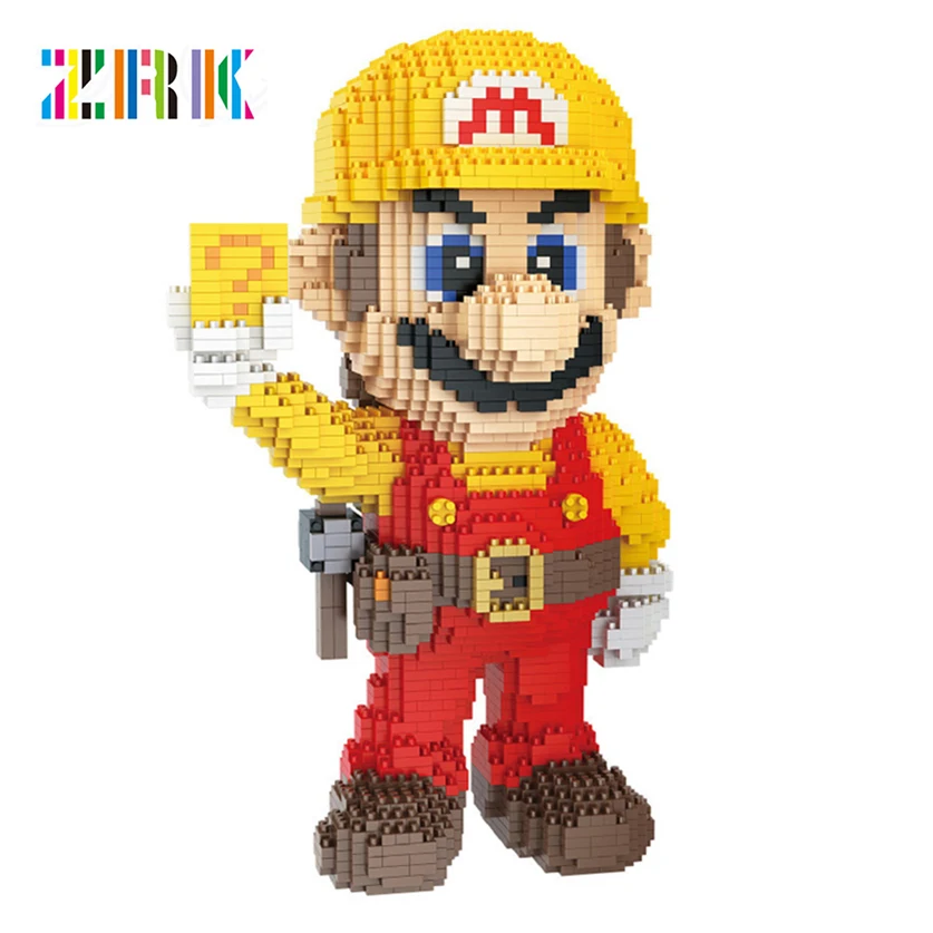 

Super Engineer Mario Anime Auction Figures Cartoon Building Blocks Model DIY Mini Diamond Bricks Toys for Boys Children Gifts